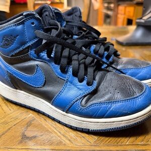 Nike Air Jordan 1 High Blue and Black Leather Sneakers